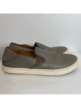 Olukai Taupe Gray Leather Pehuea Slip On Sneaker Women’s Size 10 Comfort Loafer